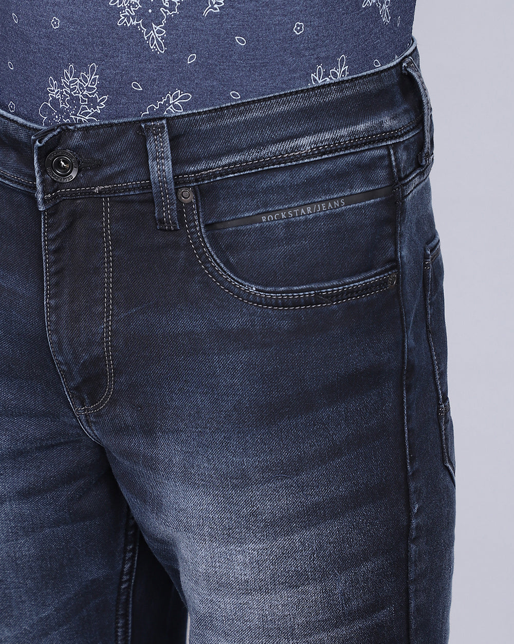 Slim Fit Jeans-Mild Washed Dark Blue