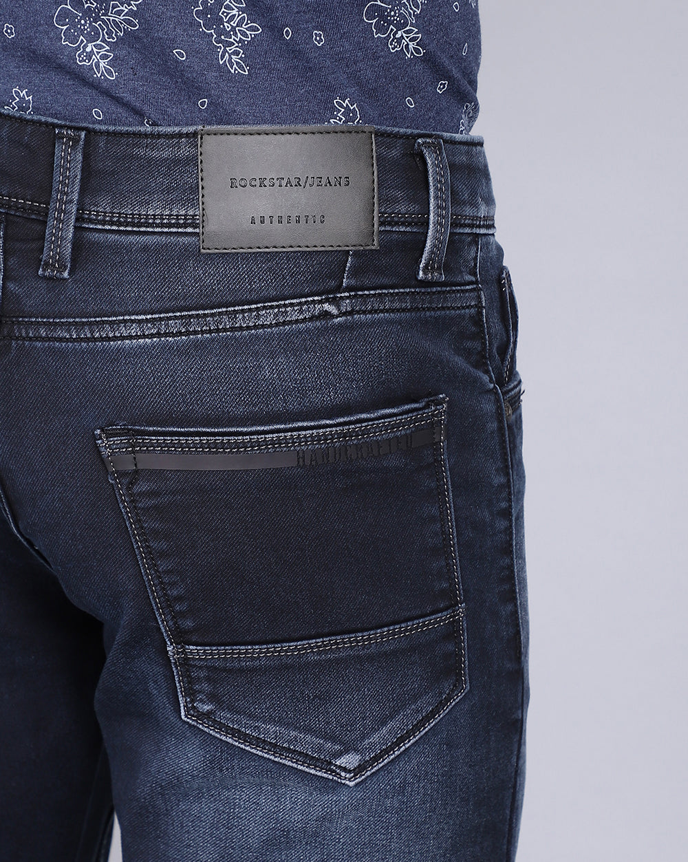 Slim Fit Jeans-Mild Washed Dark Blue