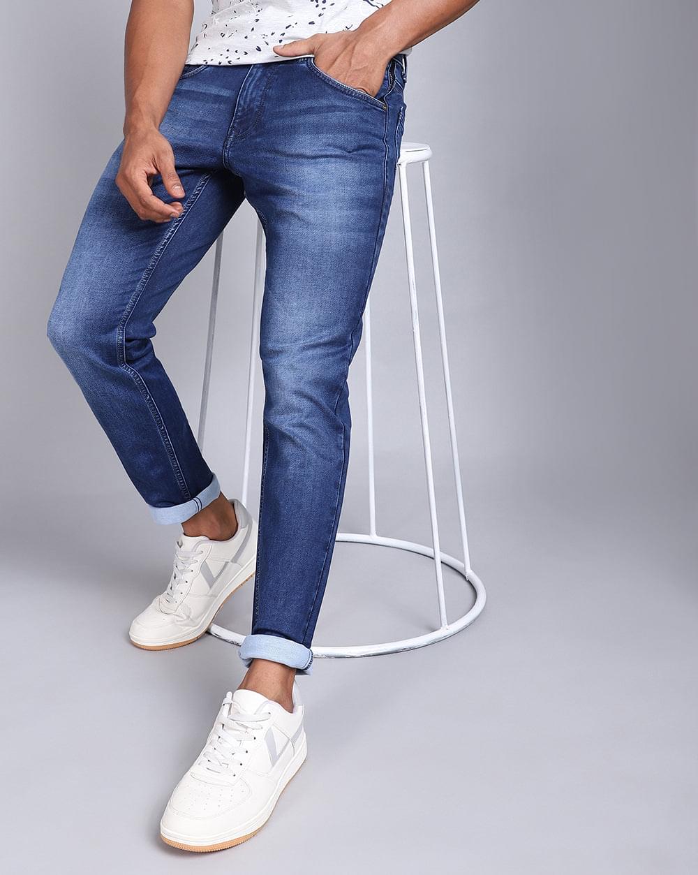 Ankle Fit Jeans-Mid Blue