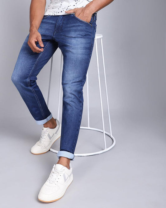 Ankle Fit Jeans-Mid Blue