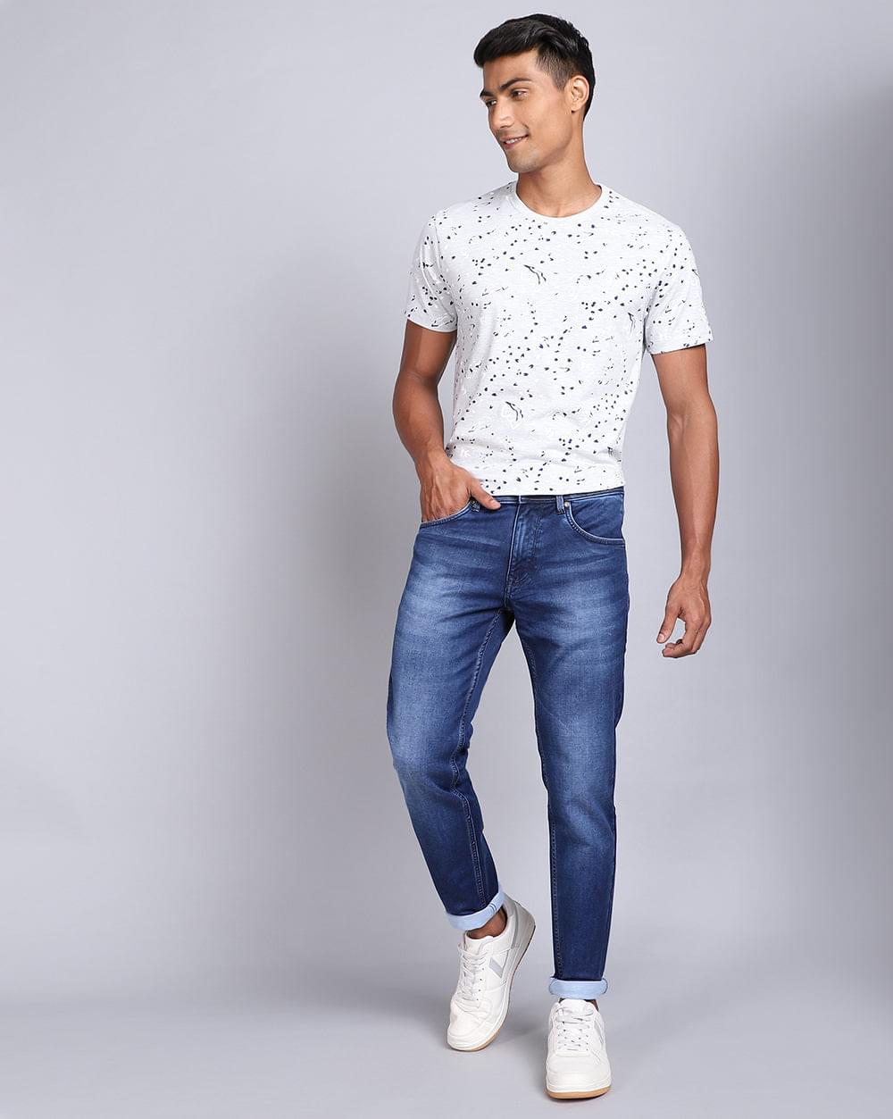 Ankle Fit Jeans-Mid Blue