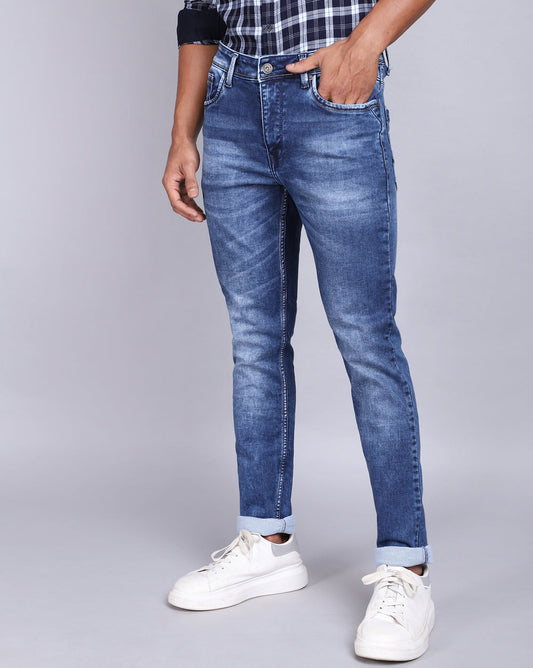 Slim Fit Jeans-Washed Mid Blue