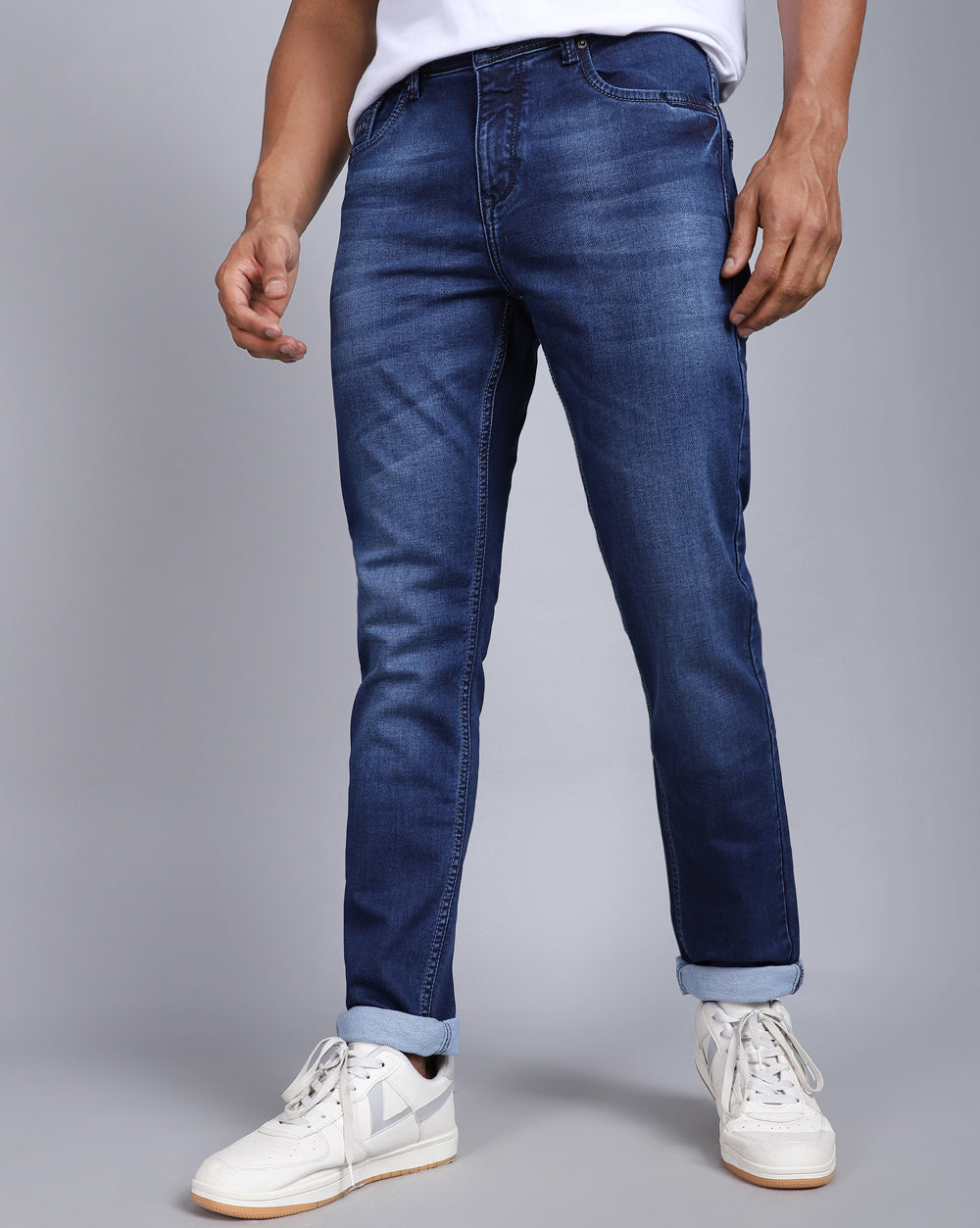 Slim Fit Jeans-Mid Wash Blue