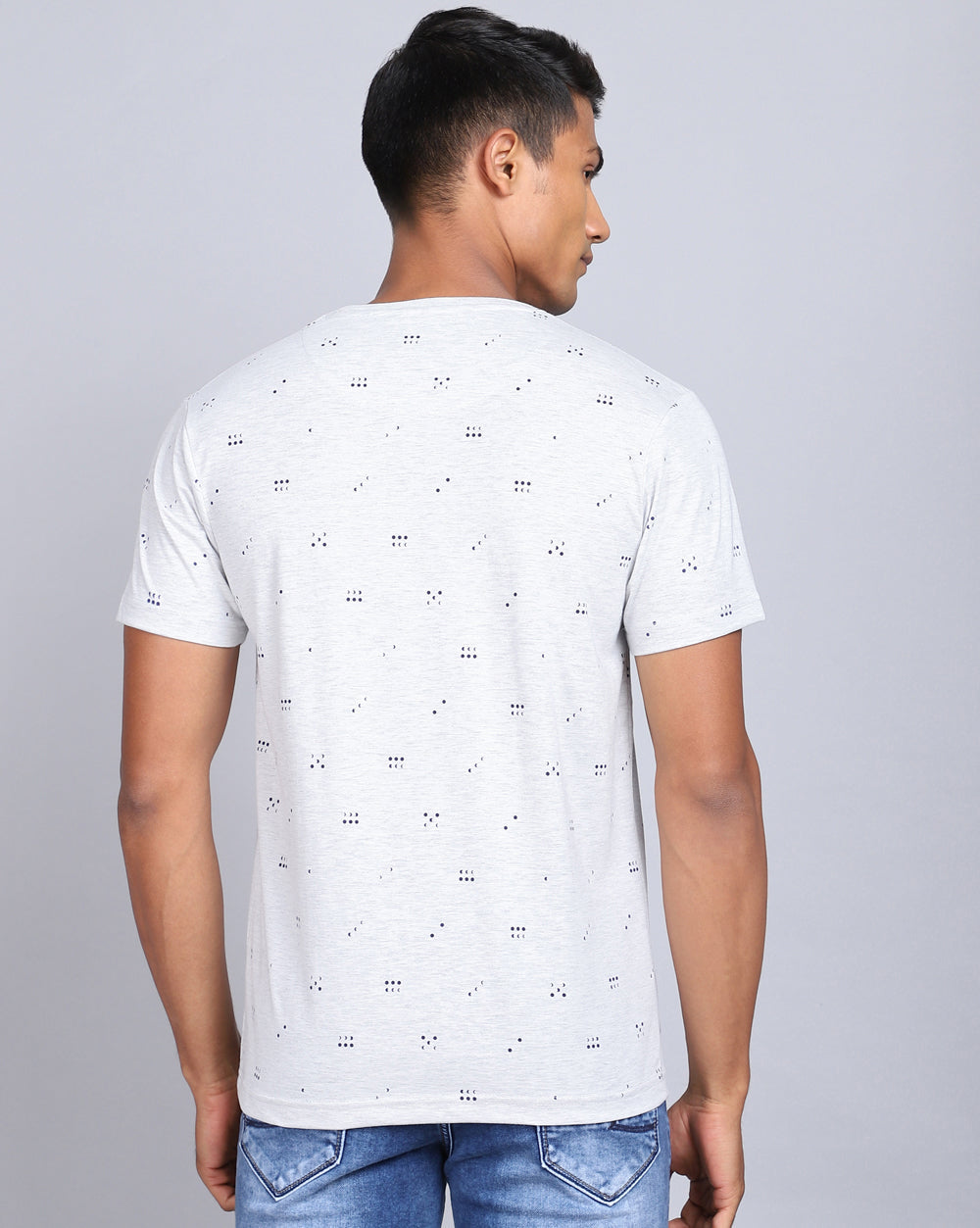 Crew Neck Aop T-Shirt-Navy,Acru Melange