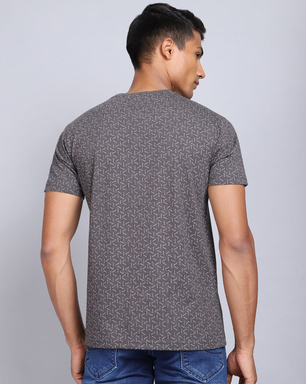 Crew Neck Aop T-Shirt-Antra Melange,White