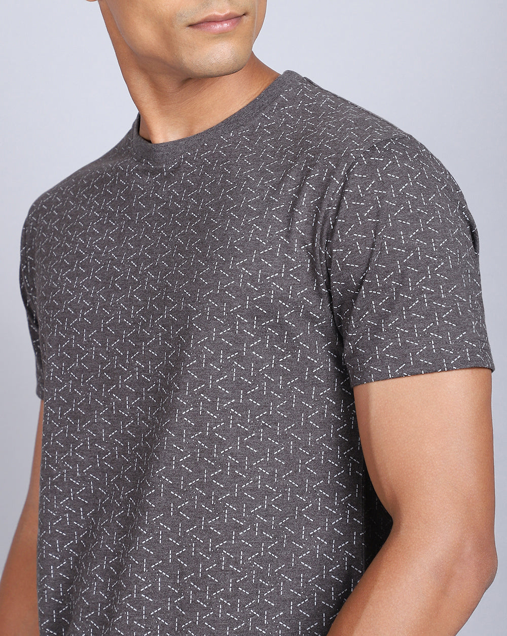 Crew Neck Aop T-Shirt-Antra Melange,White