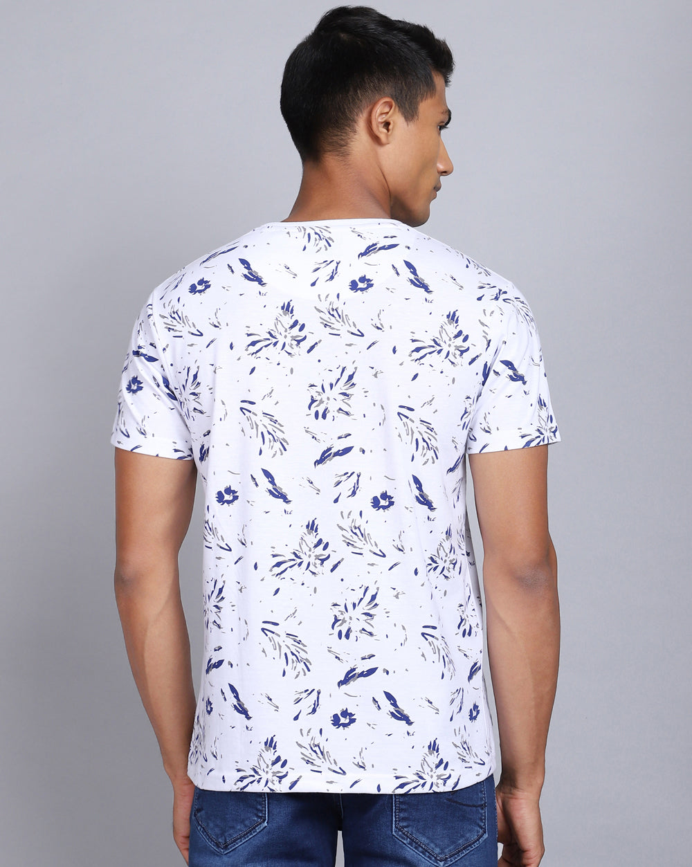 Crew Neck Aop T-Shirt-Antra Melange,White