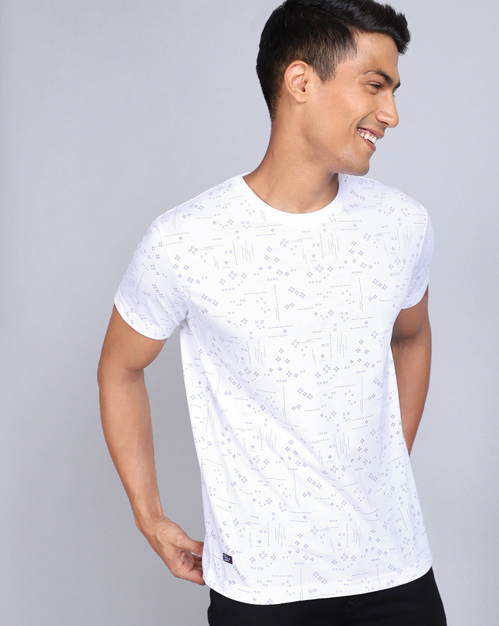 Crew Neck Aop T-Shirt-White,Olive
