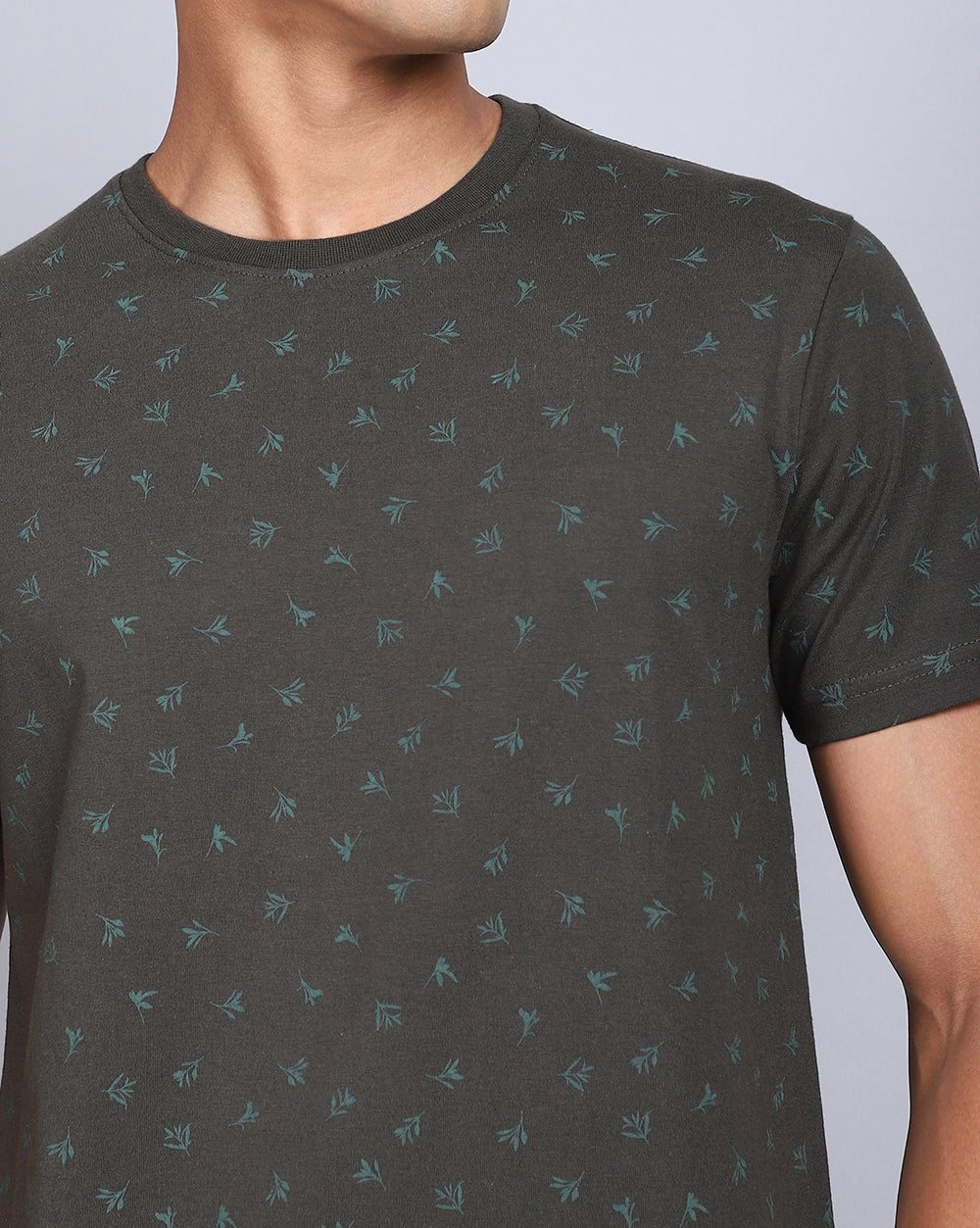 Crew Neck Aop T-Shirt-White,Olive