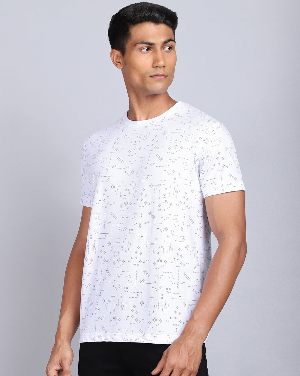 Crew Neck Aop T-Shirt-White,Olive
