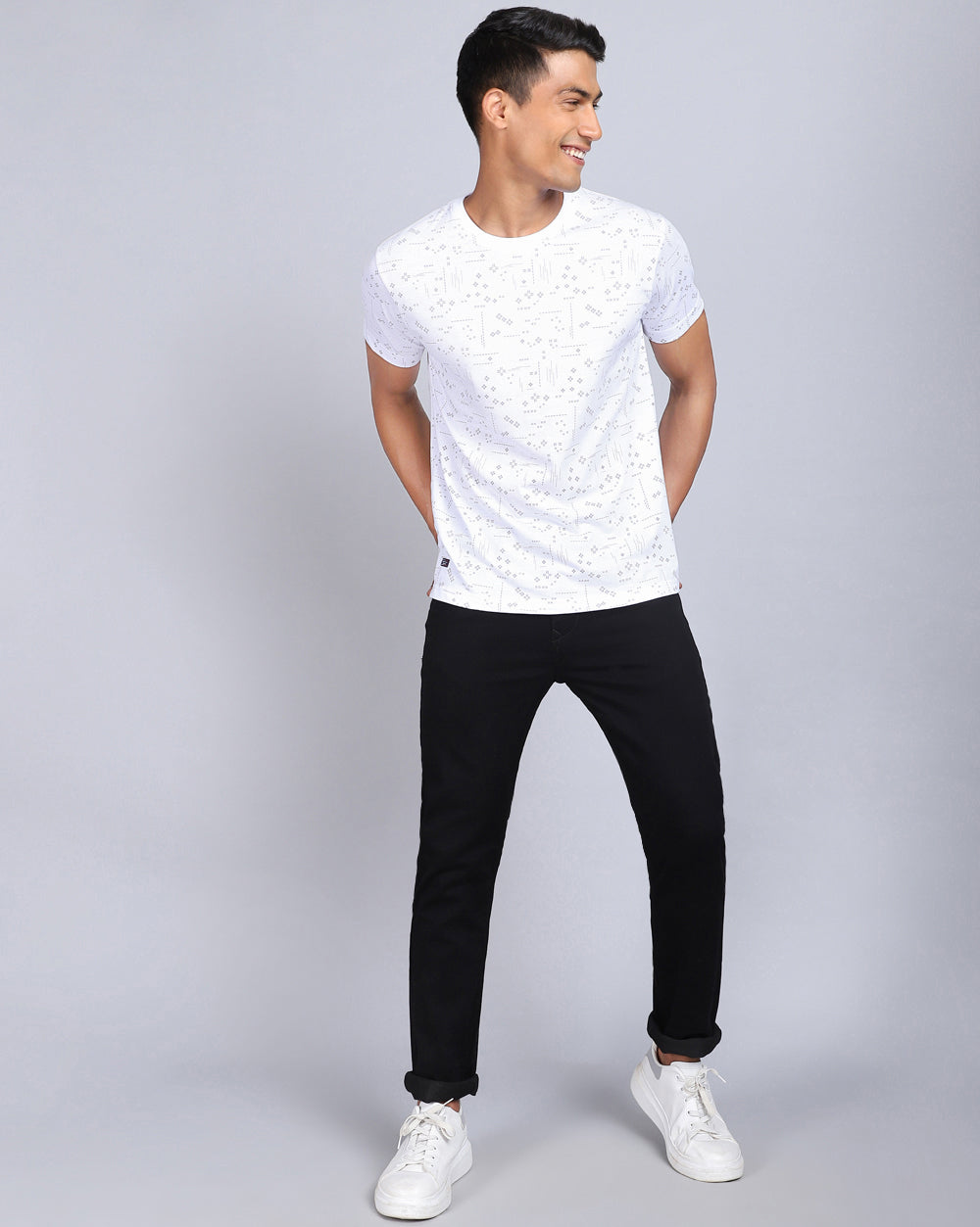 Crew Neck Aop T-Shirt-White,Olive