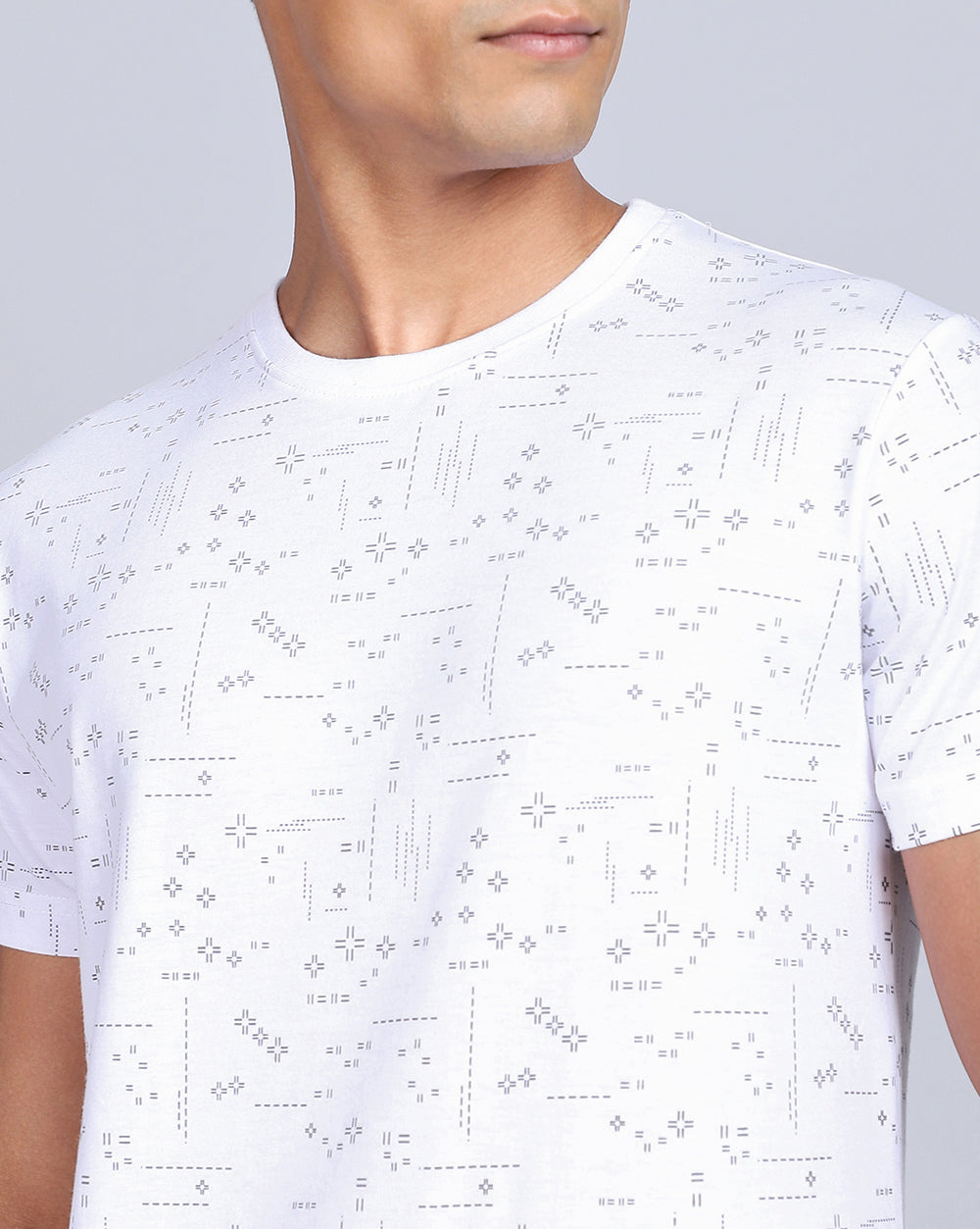 Crew Neck Aop T-Shirt-White,Olive