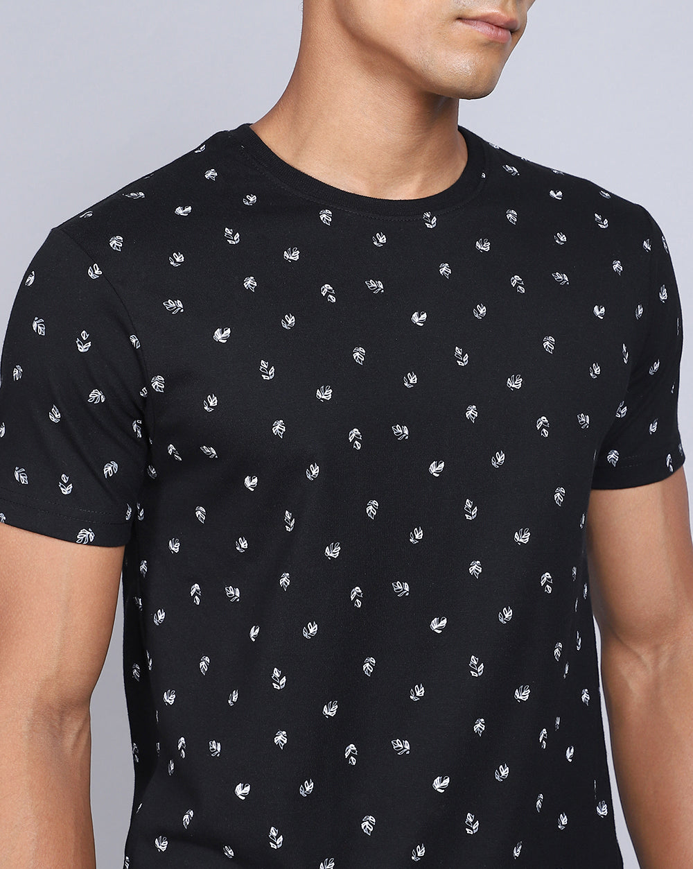 Crew Neck Aop T-Shirt-Black,Navy Blue