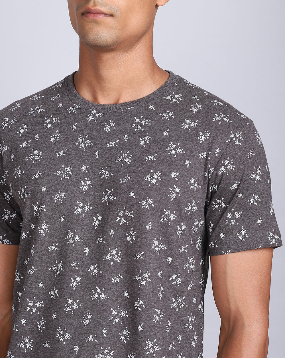 Crew Neck Aop T-Shirt-White,Antra Melange