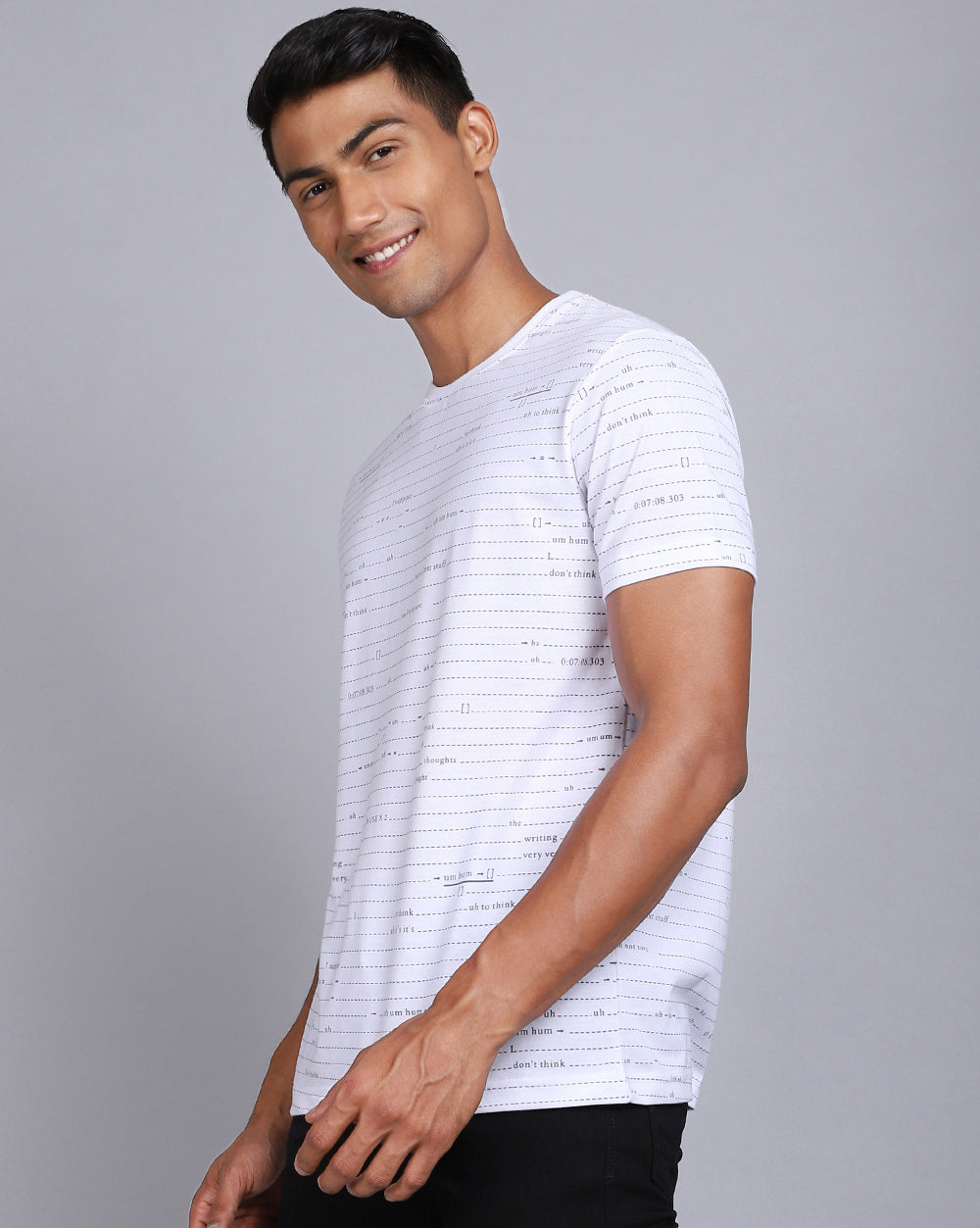 Crew Neck Aop T-Shirt-White,Antra Melange