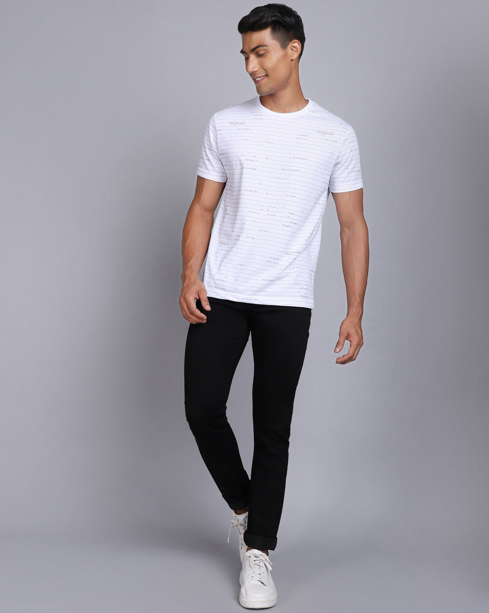 Crew Neck Aop T-Shirt-White,Antra Melange