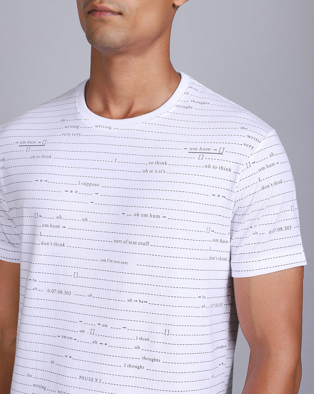 Crew Neck Aop T-Shirt-White,Antra Melange