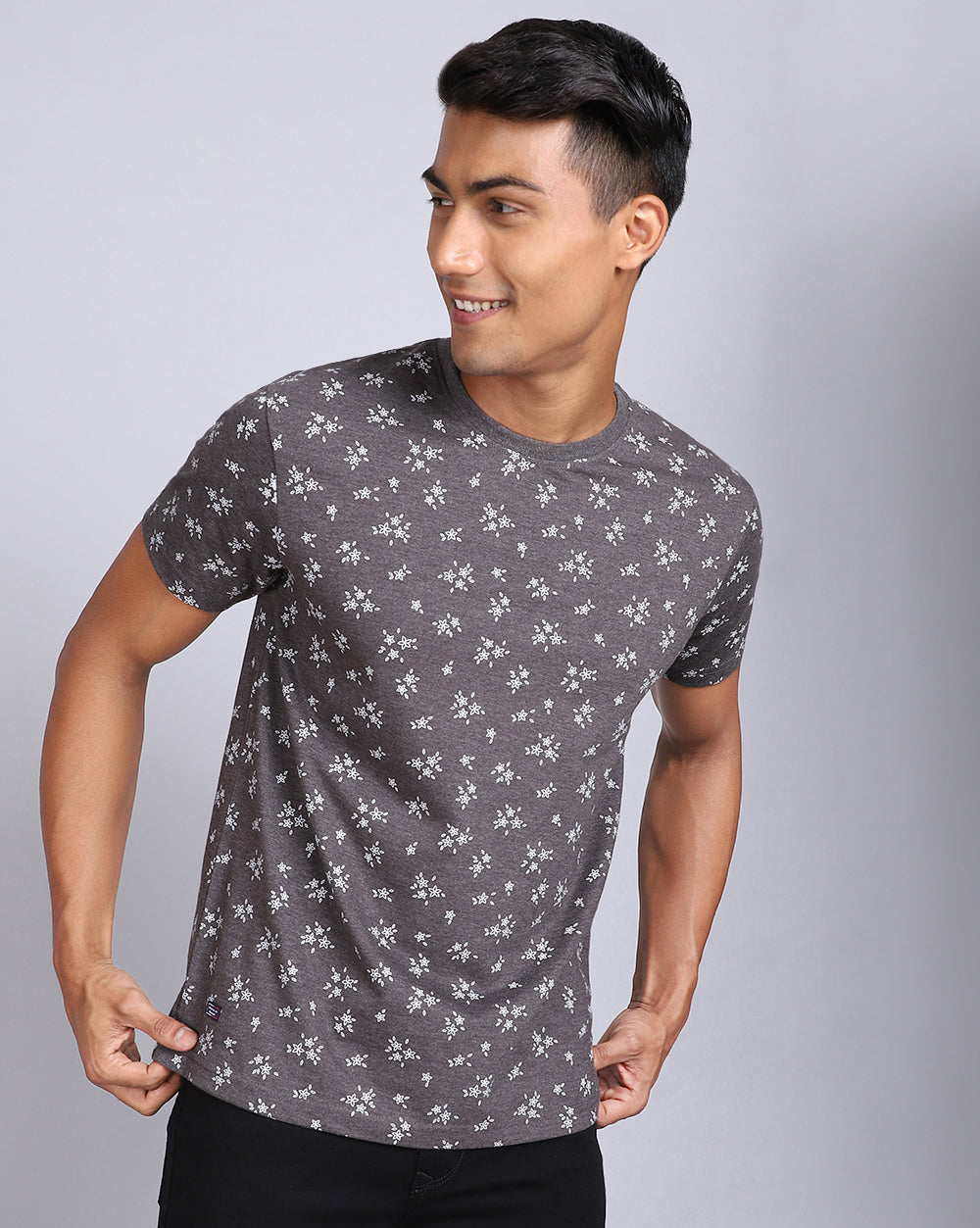 Crew Neck Aop T-Shirt-White,Antra Melange