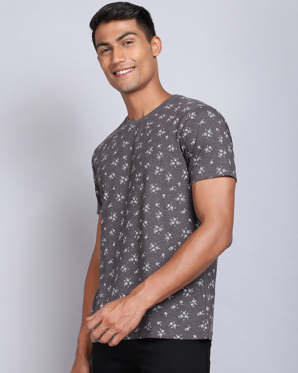Crew Neck Aop T-Shirt-White,Antra Melange