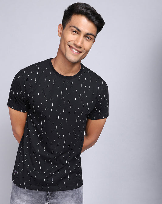 Crew Neck Aop T-Shirt-Black,Olive