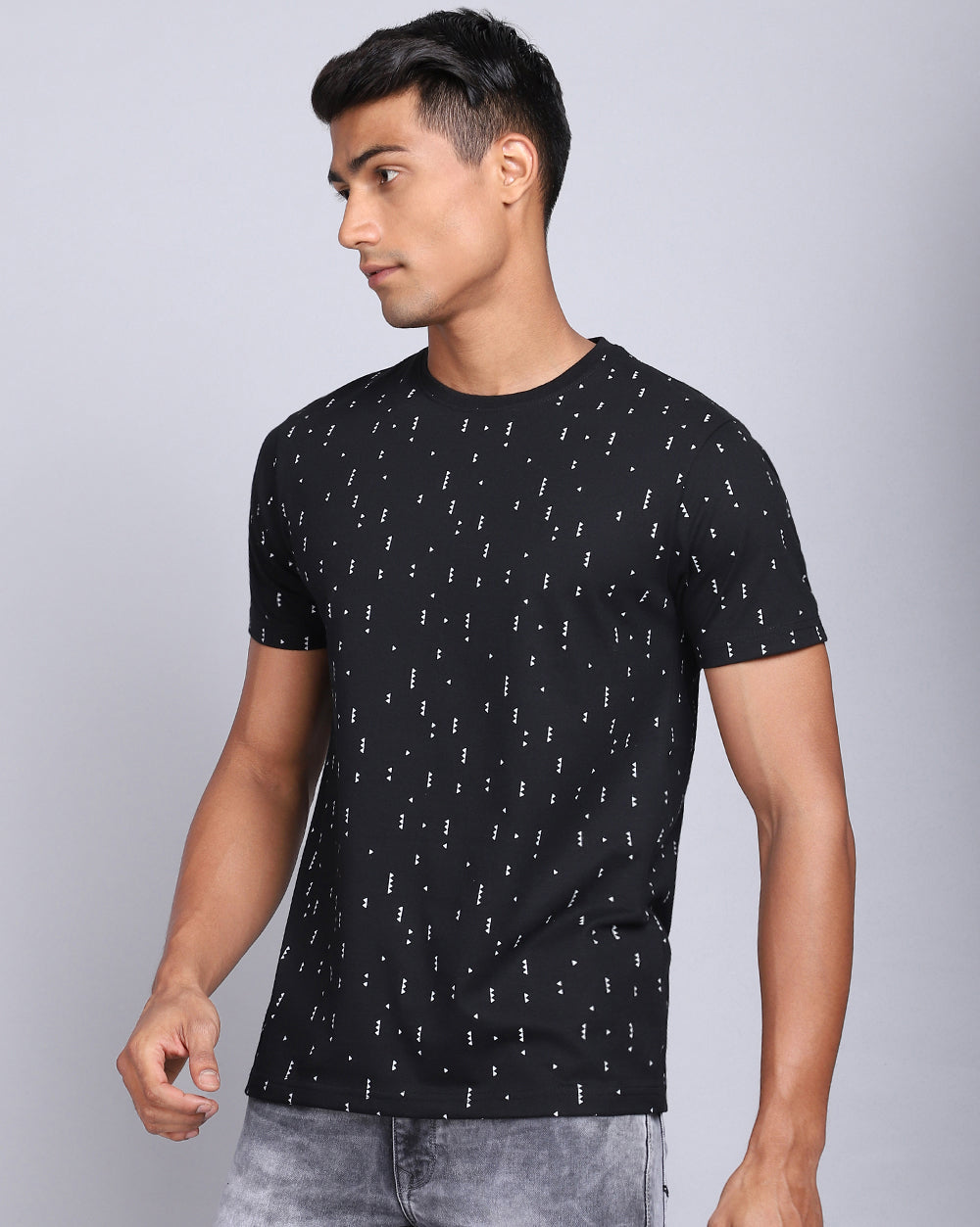 Crew Neck Aop T-Shirt-Black,Olive