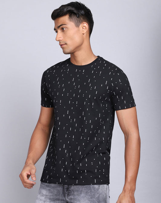 Crew Neck Aop T-Shirt-Black,Olive