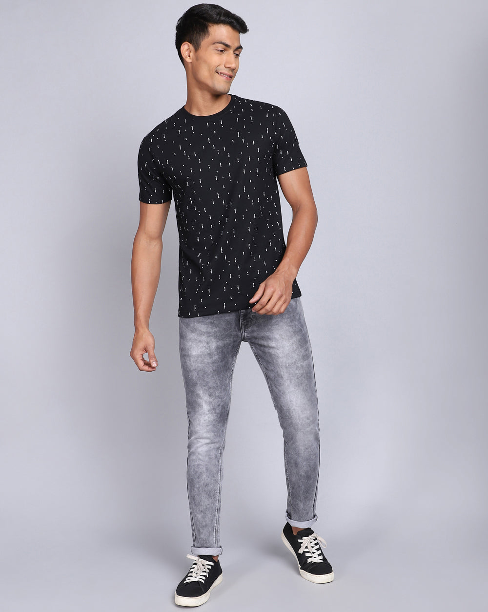 Crew Neck Aop T-Shirt-Black,Olive
