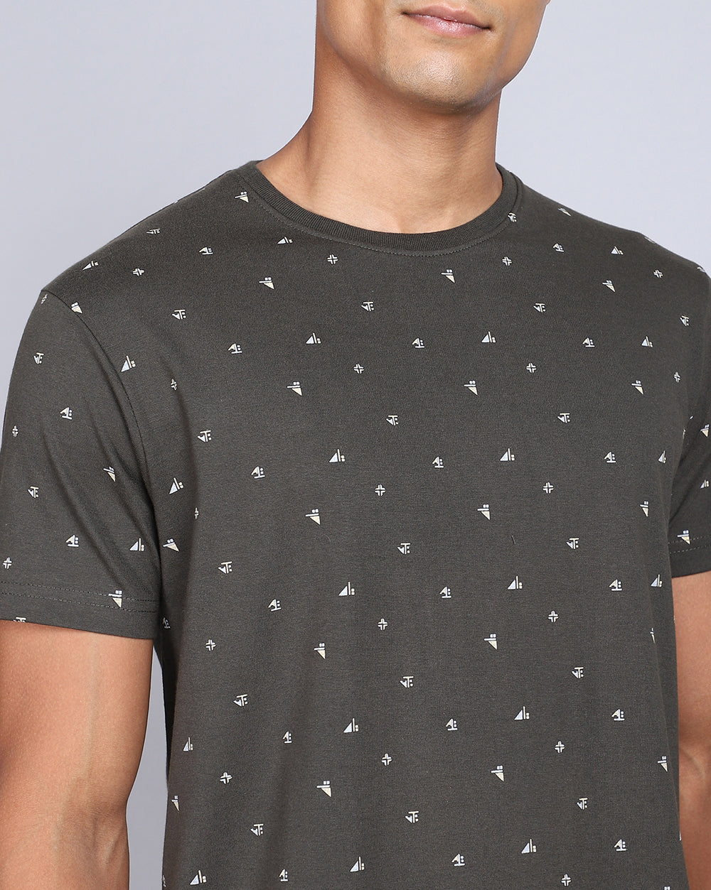 Crew Neck Aop T-Shirt-Navy Blue,Olive