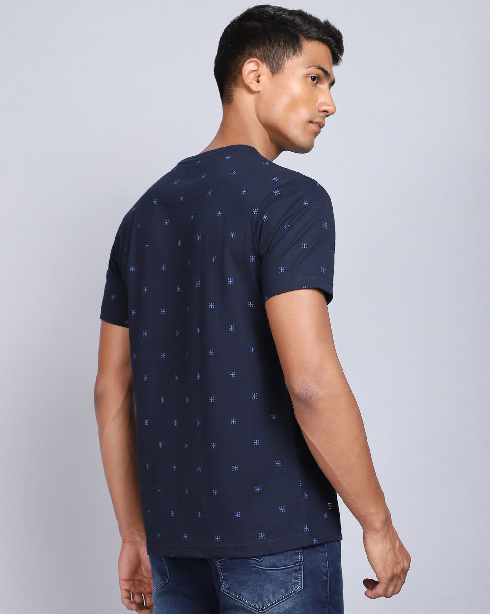 Crew Neck Aop T-Shirt-Navy Blue,Olive