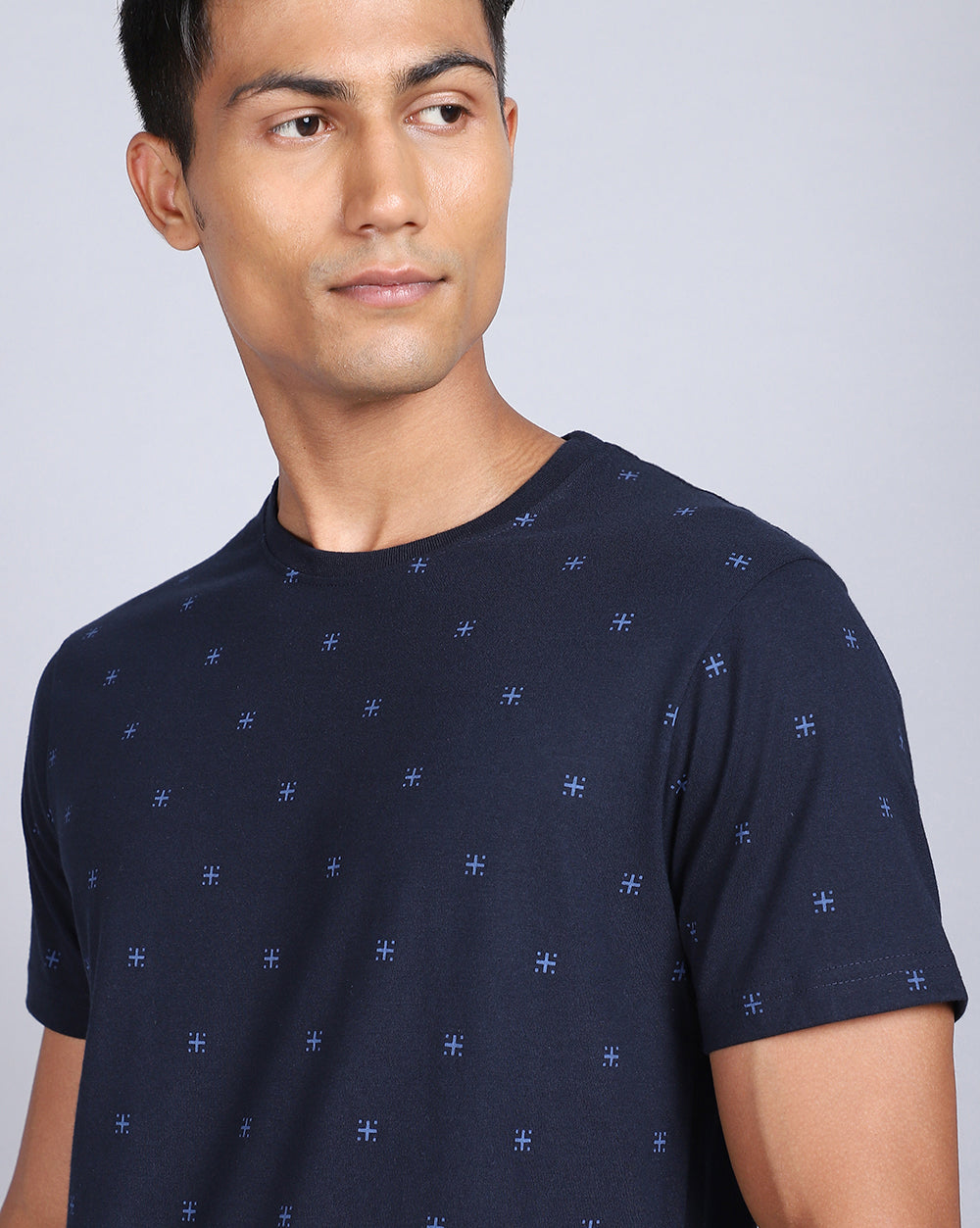 Crew Neck Aop T-Shirt-Navy Blue,Olive