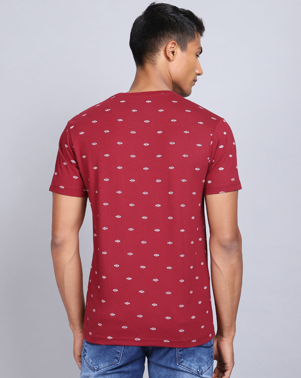 Crew Neck Aop T-Shirt-Red Melange,Navy Melange