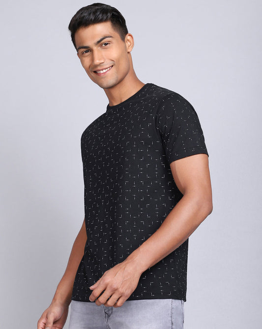 Crew Neck Aop T-Shirt-Black,White