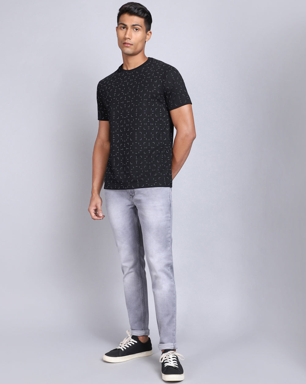 Crew Neck Aop T-Shirt-Black,White
