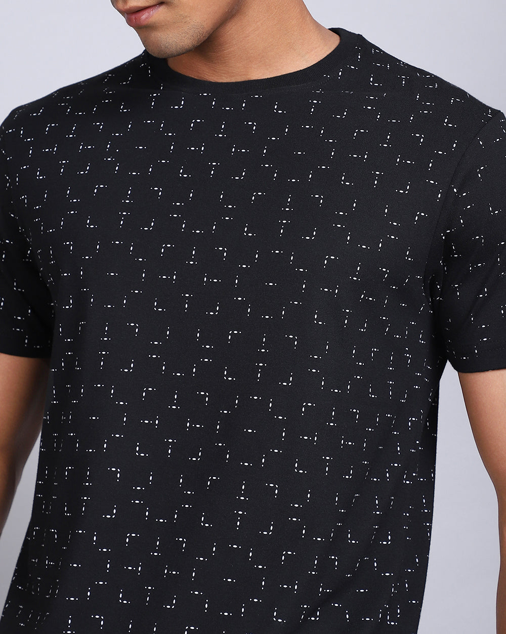 Crew Neck Aop T-Shirt-Black,White