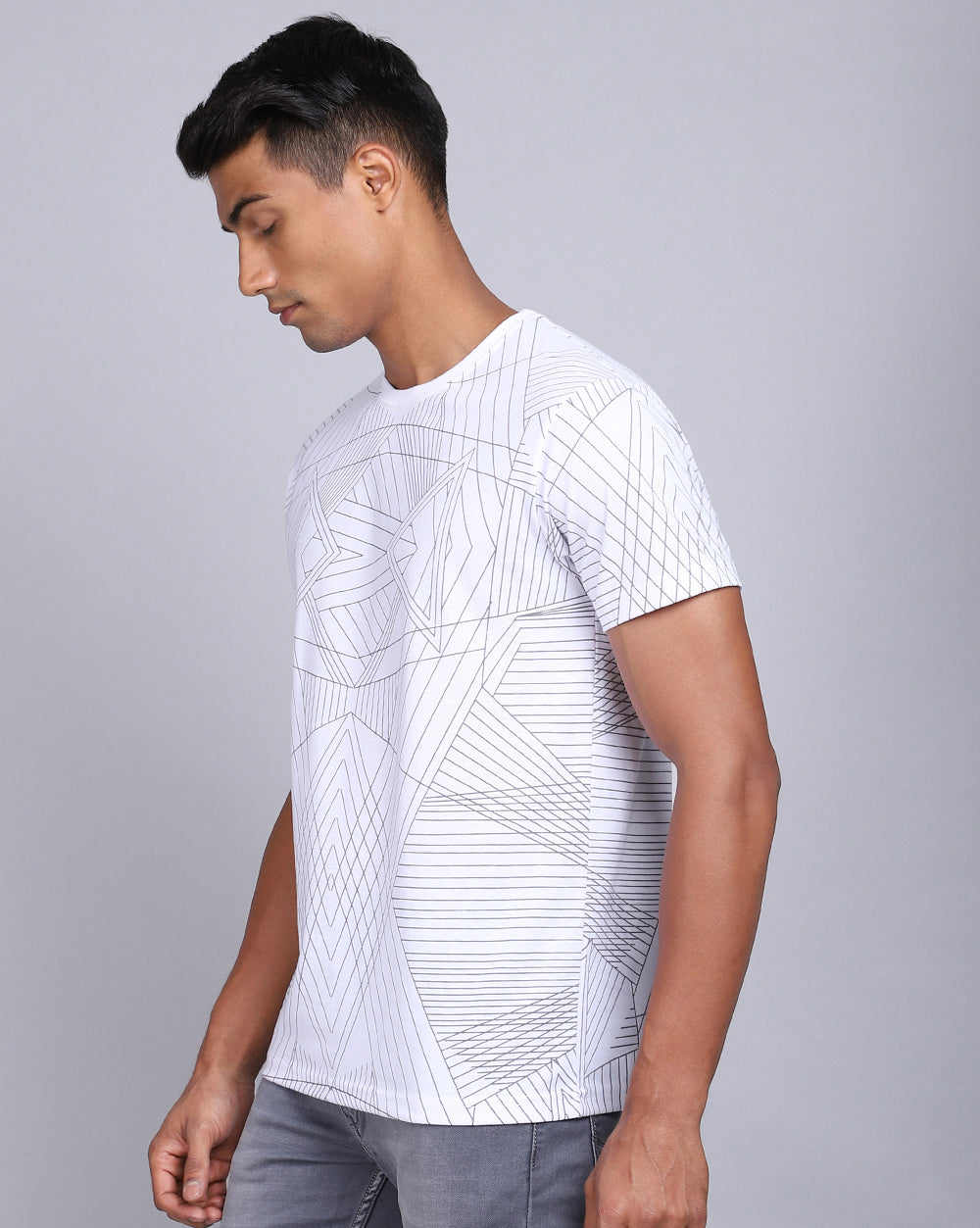 Crew Neck Aop T-Shirt-Black,White