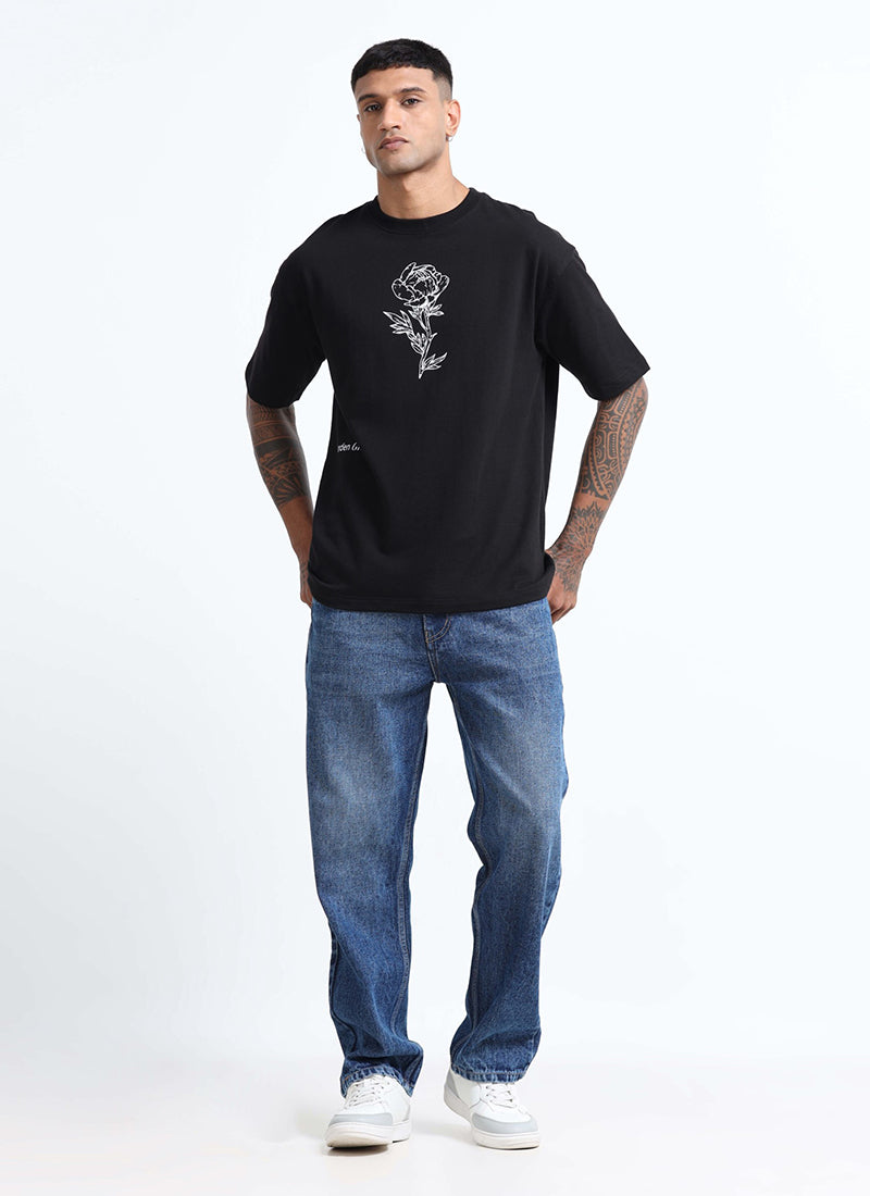 REIMAGINE Oversized Cotton Printed T-Shirt Black Anthracite