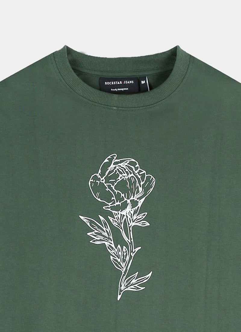 REIMAGINE Oversized Cotton Printed T-Shirt Military Green