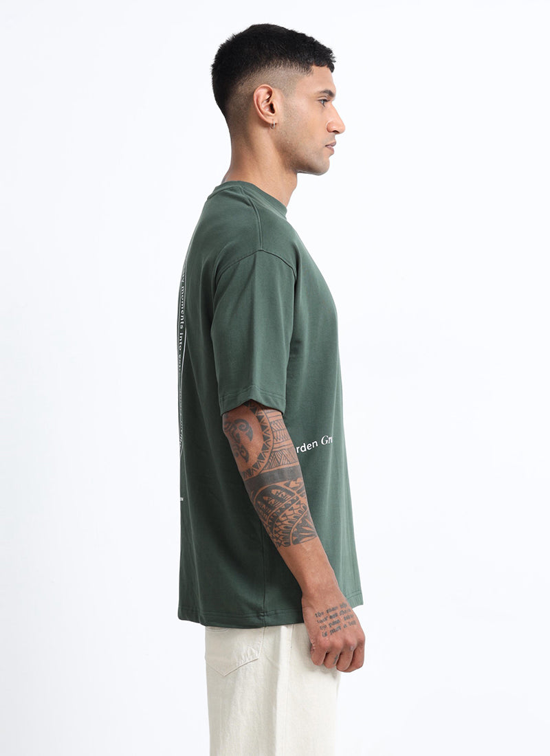 REIMAGINE Oversized Cotton Printed T-Shirt Military Green