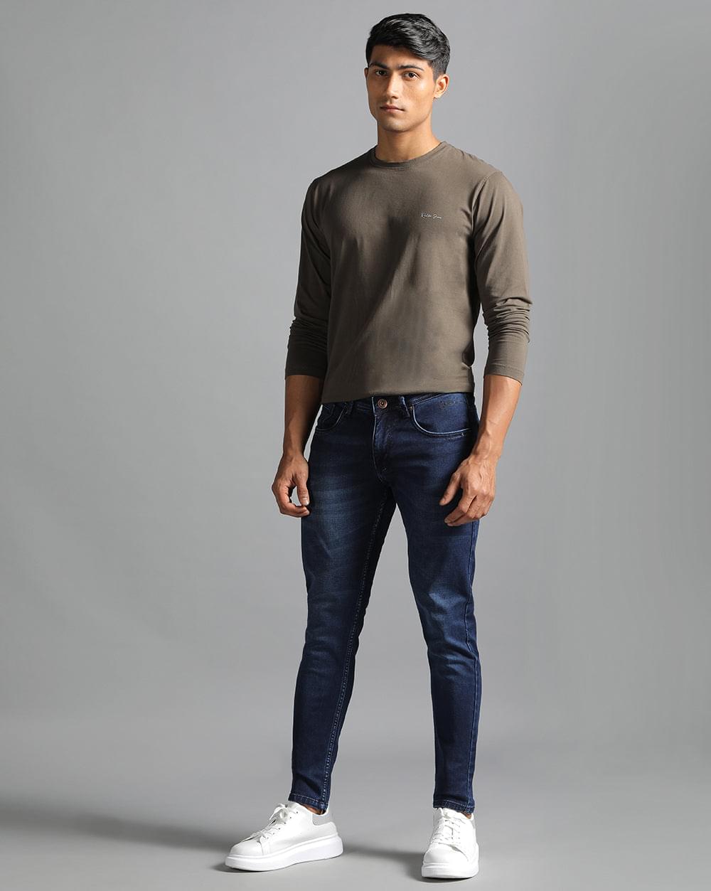 Ankle Fit Jeans-Navy