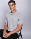 Regular Fit 2 Button Polo T-Shirt-Grey Melange