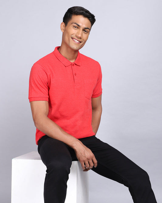 Regular Fit 2 Button Polo T-Shirt-Maroon