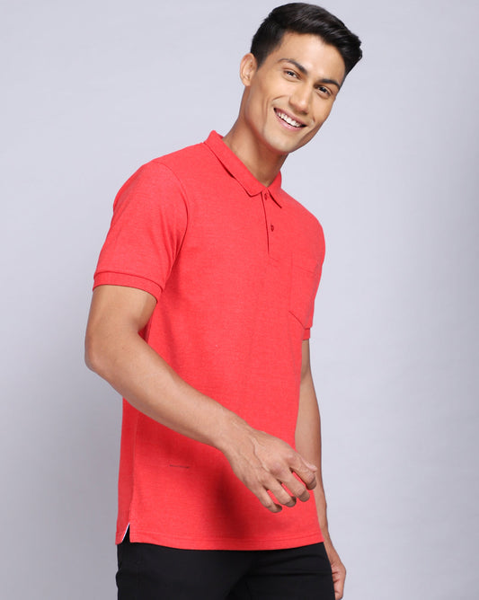 Regular Fit 2 Button Polo T-Shirt-Maroon