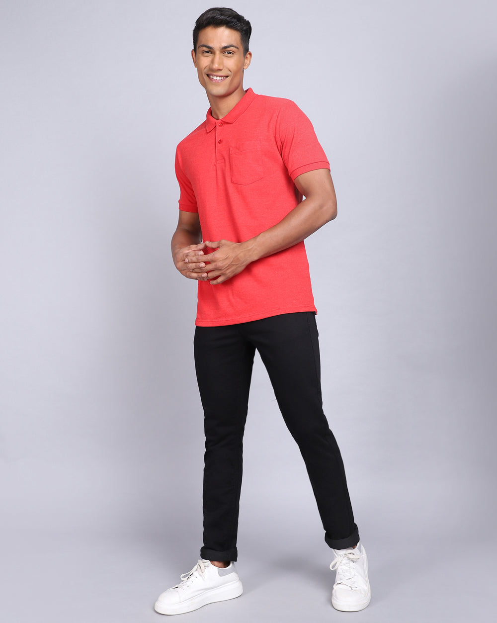 Regular Fit 2 Button Polo T-Shirt-Maroon