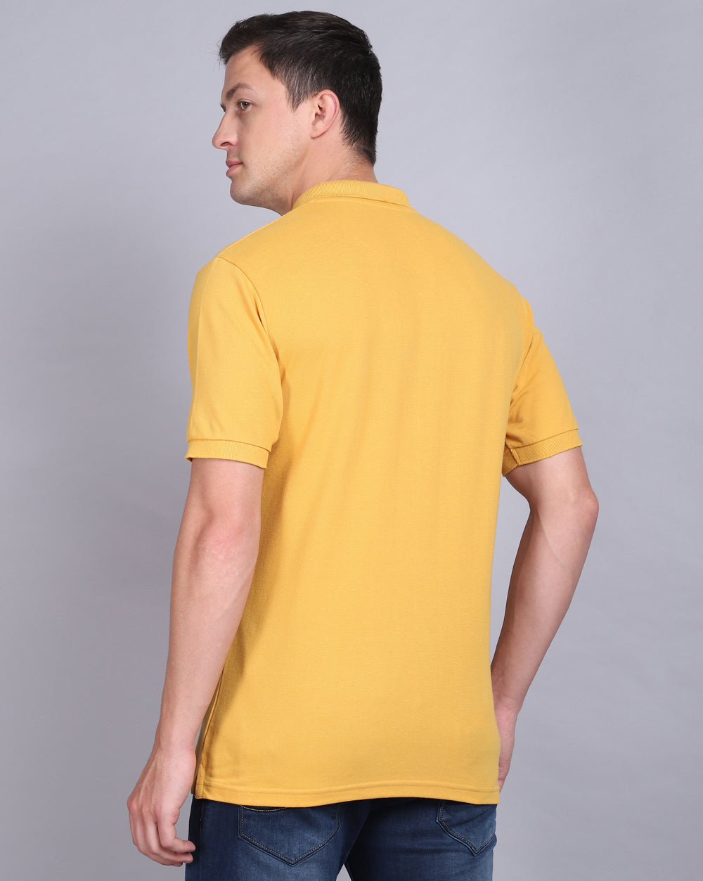 Regular Fit 2 Button Polo T-Shirt-Mustard