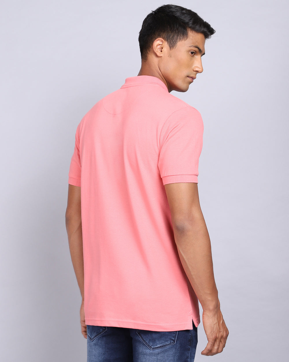 Regular Fit 2 Button Polo T-Shirt-Peach