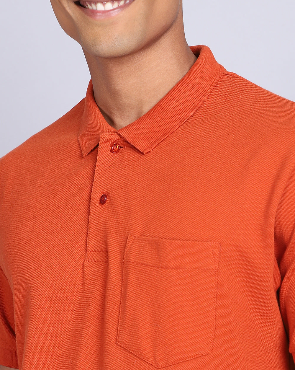 Regular Fit 2 Button Polo T-Shirt-Rust