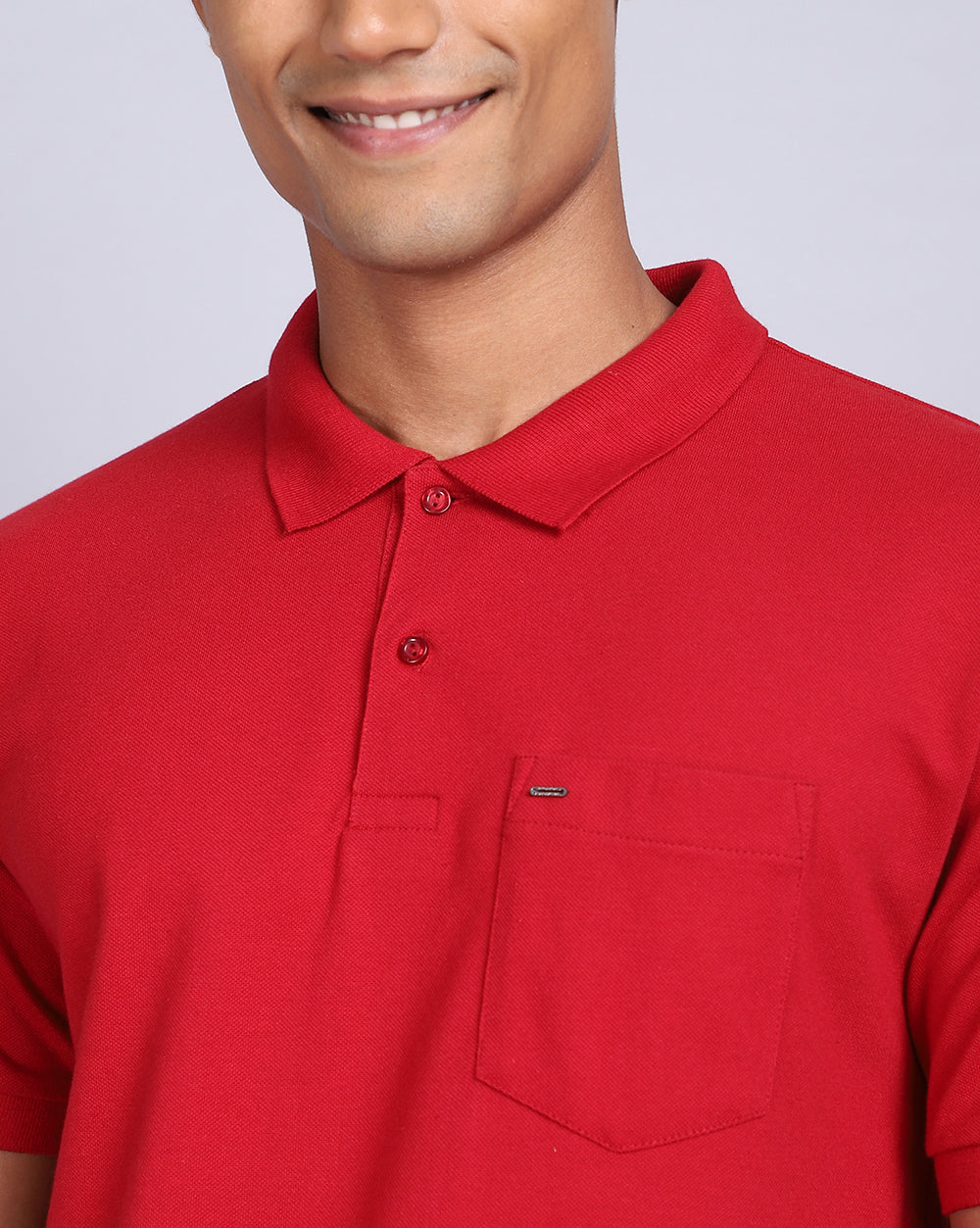 Regular Fit 2 Button Polo T-Shirt-Red