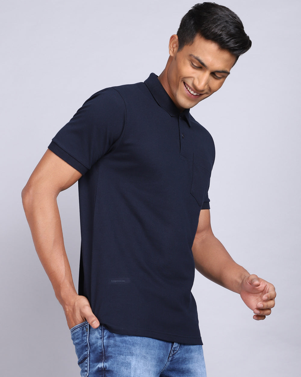 Regular Fit 2 Button Polo T-Shirt-Navy