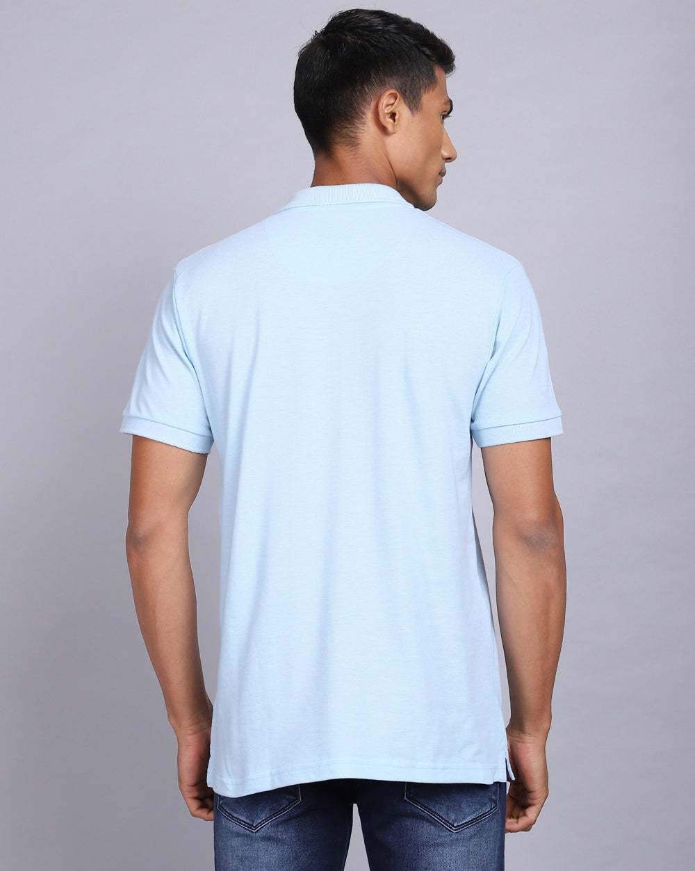 Regular Fit 2 Button Polo T-Shirt-Sky Blue