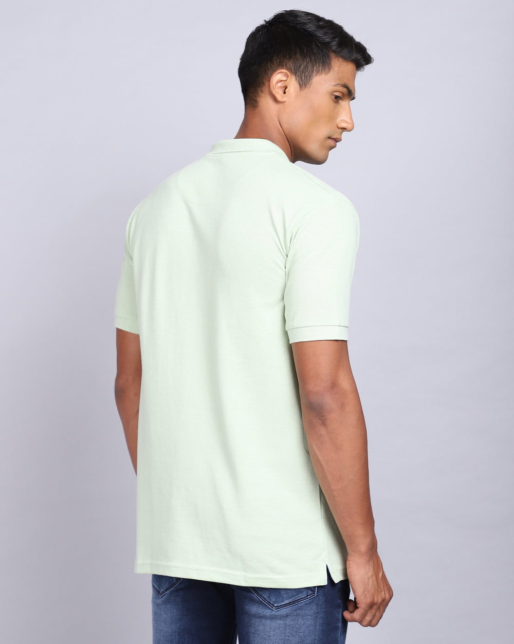 Regular Fit 2 Button Polo T-Shirt-Light Green